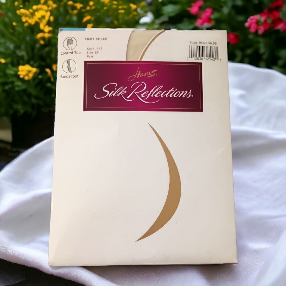 Hanes Silk Reflections Pantyhose Stockings Control Top Sz EF Pearl NEW Vintage
